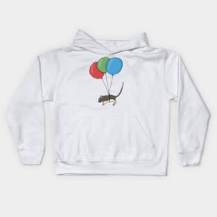 Brown gerbil flying with balloons Kids Hoodie